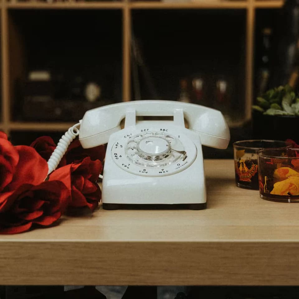 Audio guestbook telephone handset at an event